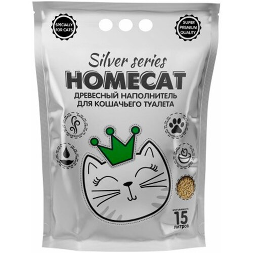 HOMECAT SILVER SERIES наполнитель древесный для туалета кошек (3 кг х 4 шт) homecat silver series не пахни тут 500 мл поглотитель запаха для кошек