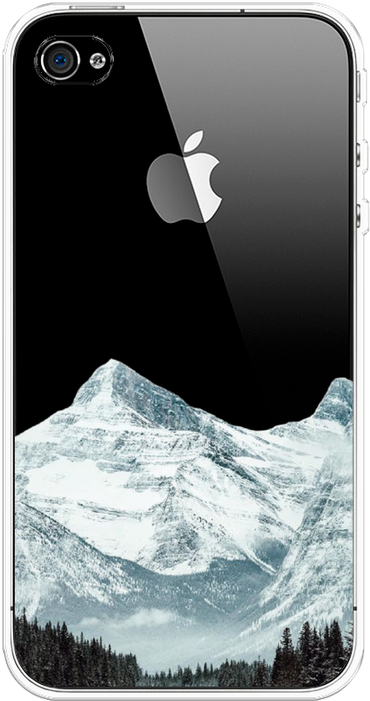 Силиконовый чехол на Apple iPhone 4/4S / Айфон 4/4S Горы арт 1, прозрачный