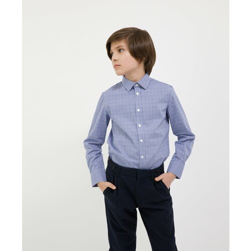 Школьная рубашка Gulliver, размер 152, синий рубашка gulliver размер 152 синий