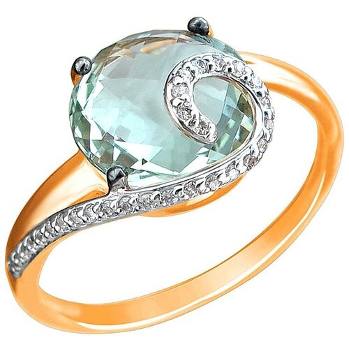 фото Эстет кольцо с празиолитом и фианитами из красного золота 01к3112164р-4, размер 17.5