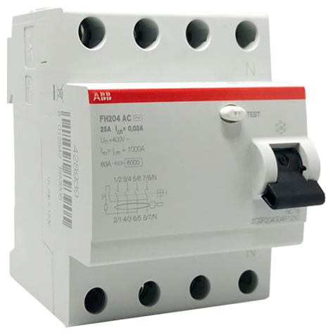 Выключатель дифференциального тока (узо) 4п 25А 30мА тип AC FH204 ABB 2CSF204004R1250 .