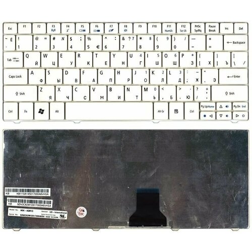 Клавиатура для ноутбука Acer Aspire One 721, 751, 751H, 1410, 1810, 1810T, 1830 белая клавиатура для ноутбука acer aspire one 521 белая