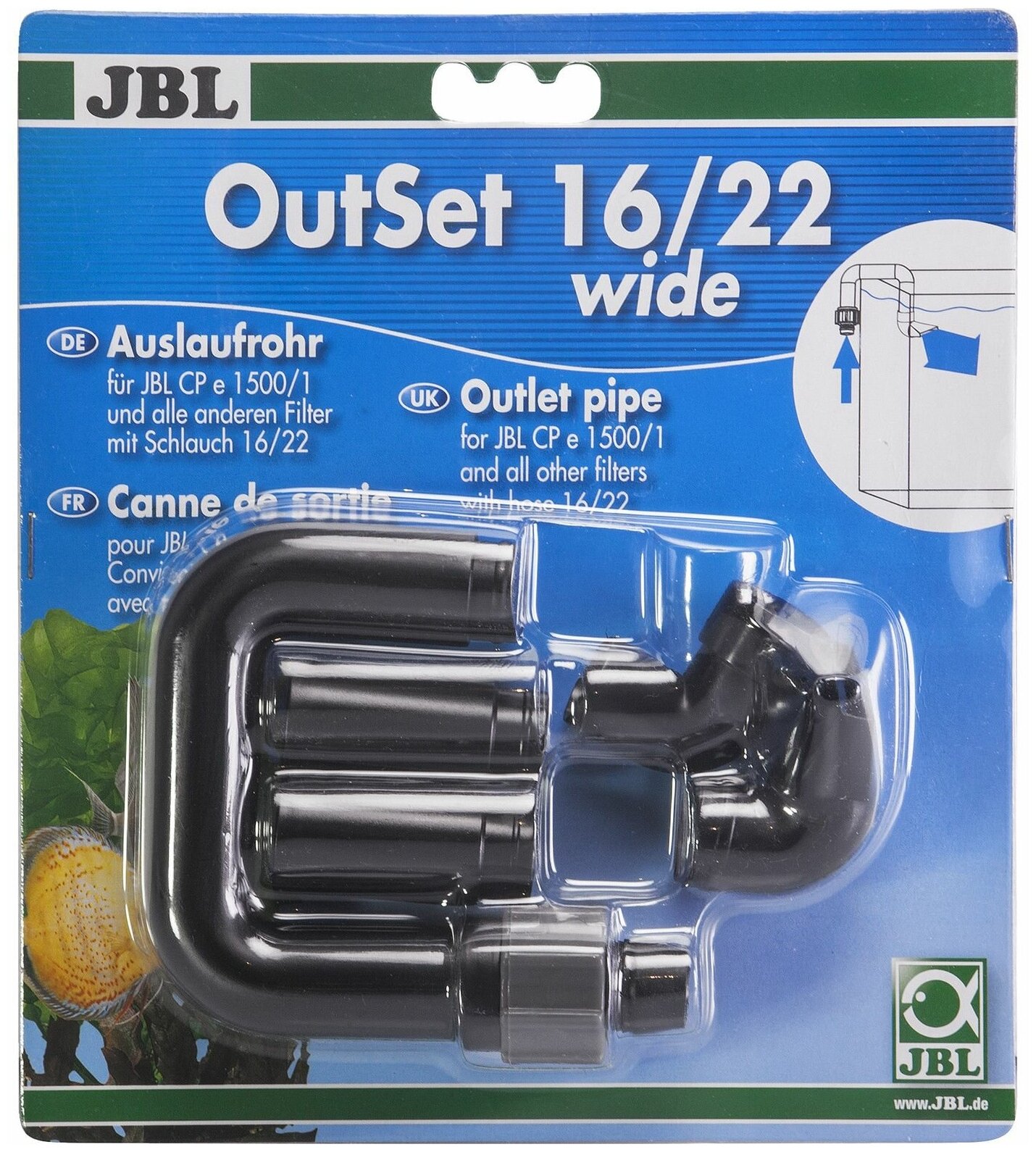 JBL OutSet wide 16/22 - Комплект с рассекателем д/выпуска воды из внеш фильтра CP e150x