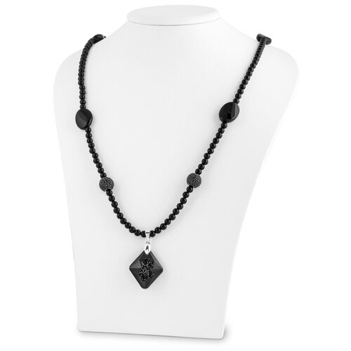 Колье из агата и оникса с фианитами