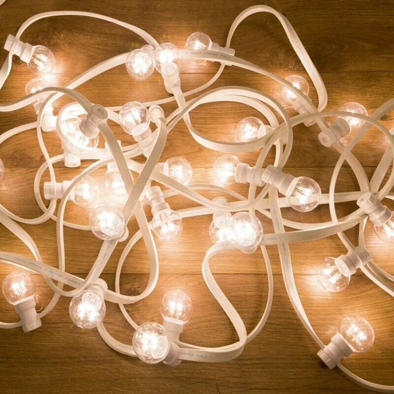 Гирлянда LED Galaxy Bulb String 10м, белые,белый каучук, 30 ламп*6 LED, влагостойкая IP65, Neon-Night