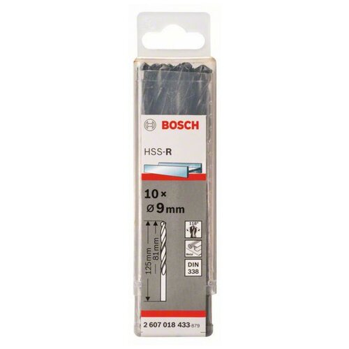 Сверло по металлу, винтовое BOSCH 2.607.018.433 9 x 125 мм bosch 10 hss g сверл 3 9мм standard 2608585485