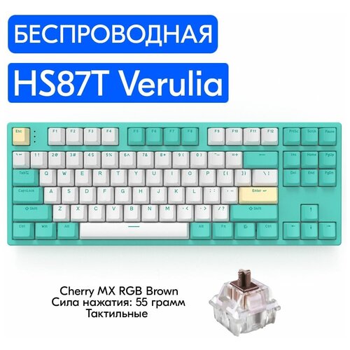 Беспроводная игровая механическая клавиатура HELLO GANSS HS87T Verulia переключатели Cherry MX RGB Brown английская раскладка 1099000₽