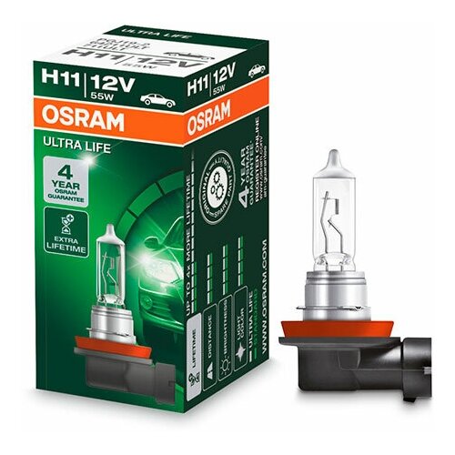 фото Лампа галогенная osram ultra life h11 12v 55w pgj19-2, 1 шт.