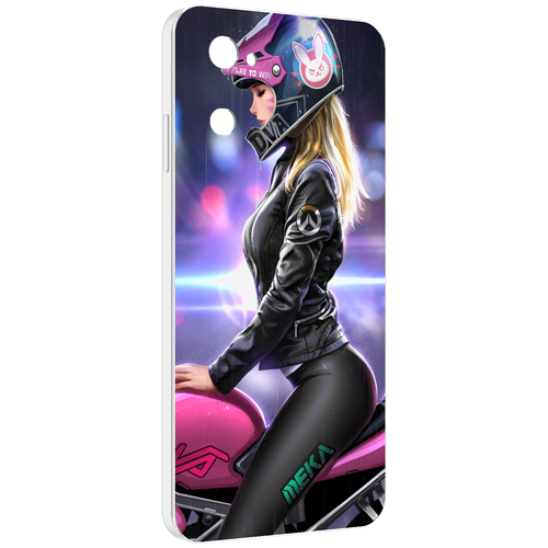 Чехол MyPads девушка на мотоцикле неон женский для UleFone Note 12 / Note 12P задняя-панель-накладка-бампер