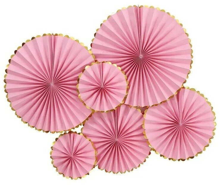 Набор бумажных фантов, розовый/золотой, 6 шт, для украшения праздника