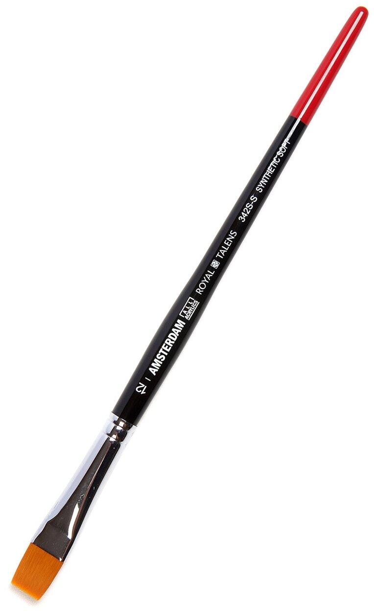 Кисть для акрила Amsterdam 342S синтетика мягкая плоская укороченная ручка короткая №12