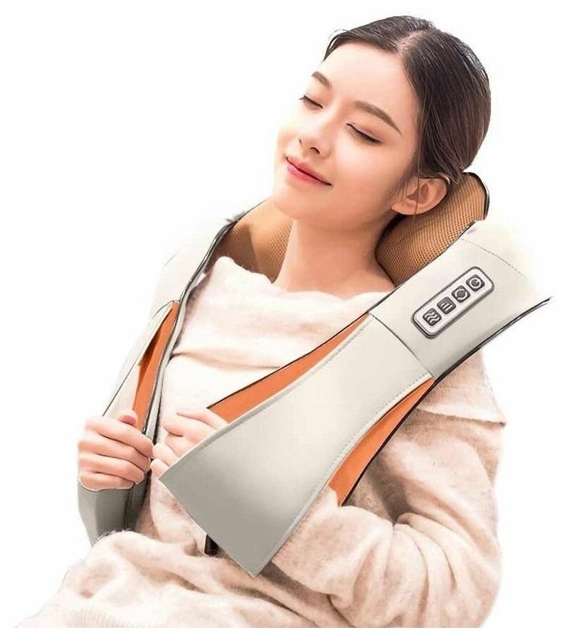 Массажер для шеи плеч и спины Massager of Neck Kneading MS-090, бежевый - фотография № 4