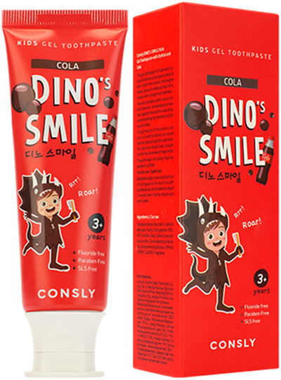 Детская гелевая зубная паста DINOs SMILE c ксилитом и вкусом колы, 60г, Consly