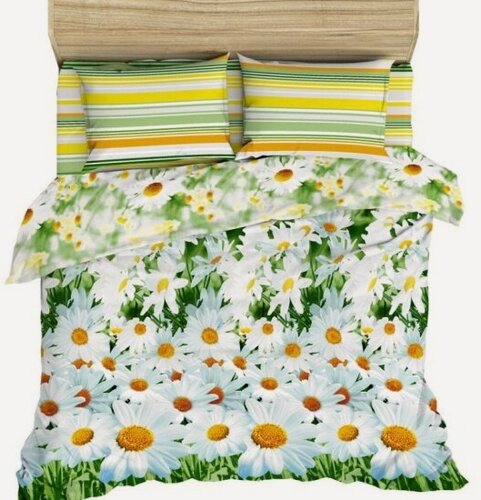 Изображение товара Полутораспальный комплект постельного белья Василиса Ромашковый вальс из бязи, наволочки 70х70 (4323/1-1,5сп)