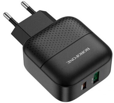 Сетевое зарядное устройство Borofone BA46A Premium + кабель USB Type-C-Lightning 18 Вт