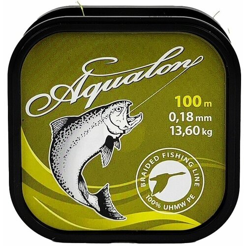 leska shnur aqua aqualon 15m016mm zimnyaya olivkovaya Плетеный шнур AQUA Aqualon Olive 100m 0.14mm