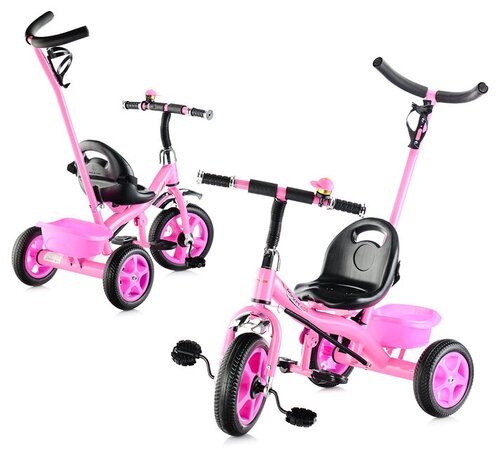 Велосипед детский трёхколесный, с родительской ручкой XEL-107-4 ROCKET, розовый