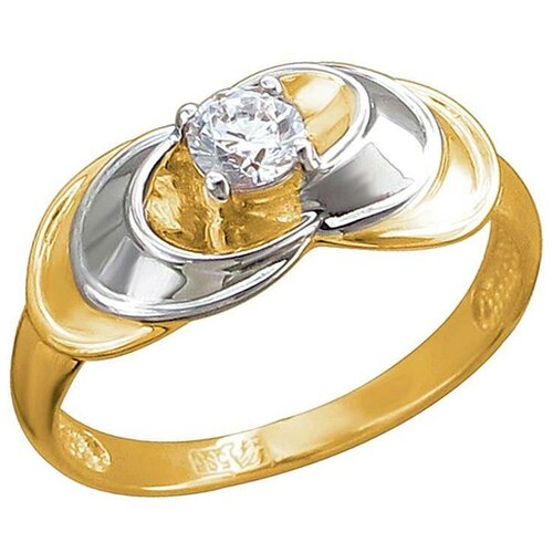 фото Эстет кольцо с 1 фианитом из жёлтого золота 01к1313167р, размер 17.5