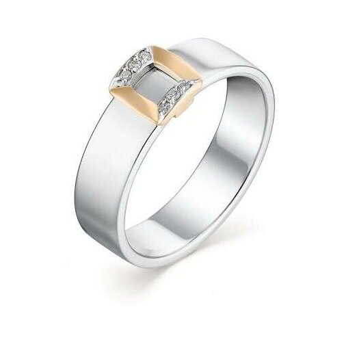 фото Серебряное кольцо алькор с золотой накладкой и бриллиантом 01-1324/000б-00 diamant-online