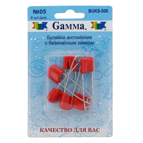 Булавка Gamma BUKS-006, 05 красный, N5, 6 шт. булавка gamma buks 006 06 фиолетовый n5 6 шт