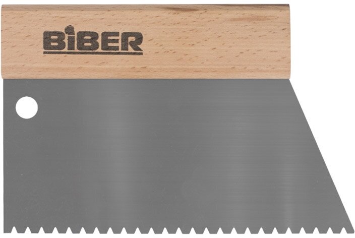 Бибер 35281 Шпатель для клея нерж. сталь с деревянной ручкой, зубчатый тип B3,180мм (1/25)