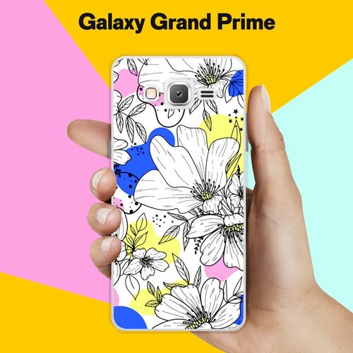 Силиконовый чехол на Samsung Galaxy Grand Prime Белые цветы / для Самсунг Галакси Гранд Прайм
