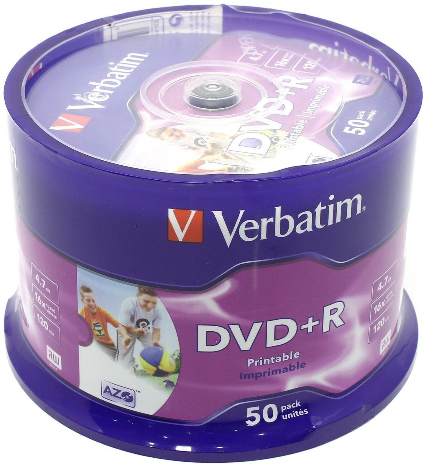 Диск DVD+R Verbatim 4.7Gb 16x (cake box 50шт) (43512)