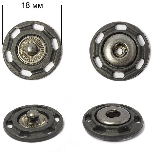 Кнопка пришивная пластик/ латунь TBY-PWA 18мм цв. черный/ никель черный уп. 50шт