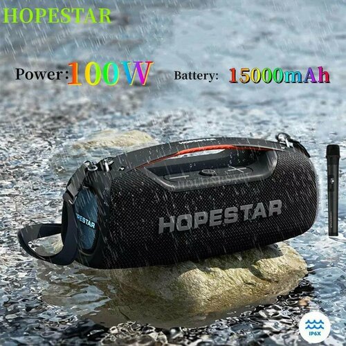 Беспроводная колонка Hopestar A60 100Вт с беспроводным микрофоном Мощность 100W черная 1150000₽