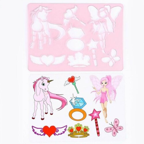 Трафарет для малышей Принцесса и единорог с раскраской 496₽