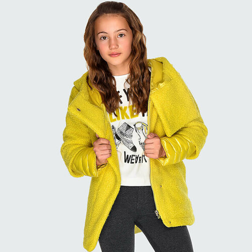Пальто Mayoral, размер 157 (14 лет), желтый футболка mayoral размер 14 лет 153 160 см желтый