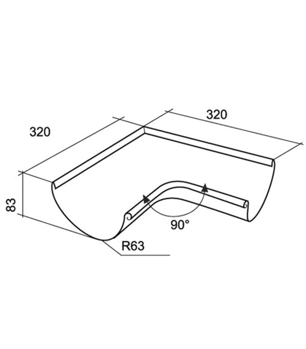 Угол желоба Grand Line металлический внутренний d125 мм 90° темно-коричневый RR 32
