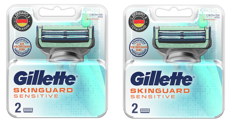 Сменные кассеты для бритья Gillette Skinguard Sensitive, 2 шт, 2 уп.