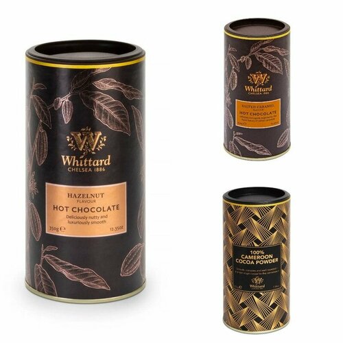 Набор горячего шоколада Whittard of Chelsea со вкусом лесных орехов, соленой карамели и какао (2 350 г, 1 225 г)