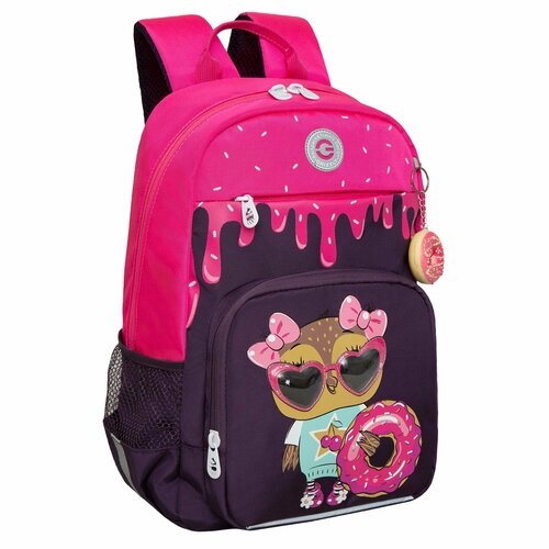 Рюкзак школьный GRIZZLY RG-364-1с анатомической спинкой, тремя отделениями, для девочки, фиолетовый