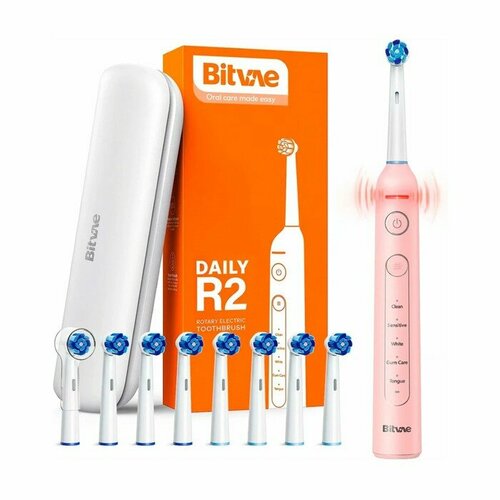 Электрическая зубная щетка Bitvae R2 Rotary E- Toothbrush вибрационная от АКБ розовая 501800₽
