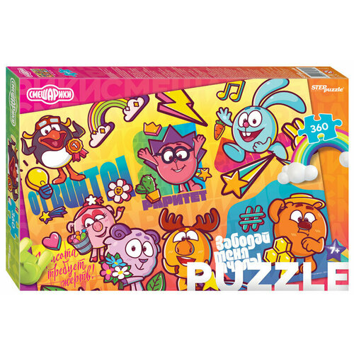 Детский пазл Смешарики, игра-головоломка паззл для детей, Step Puzzle, 360 деталей мозаики пазл step puzzle смешарики 96096 360 дет 34 5х50х4 см разноцветный