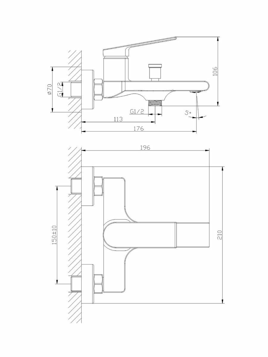 Смеситель для ванны Orange Gauss M30-100b - фото №12