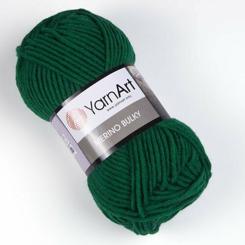 Пряжа Merino Bulky (YarnArt), яр. зелень - 338, 30% шерсть, 70% акрил, 5 мотков, 100 г, 100 м.