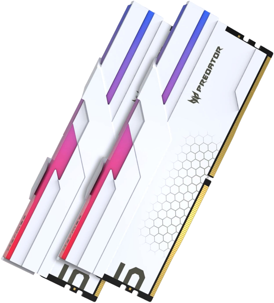 Модуль памяти DDR5 32GB (2*16GB) Acer Predator Hermes RGB PC5-51200 6400MHz CL32 1.4V with fan white - фото №1