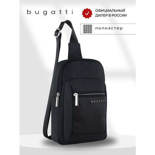 Сумка кросс-боди Bugatti, фактура гладкая, зернистая, серый, черный