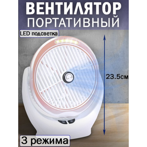 Портативный настольный вентилятор 3 скоростных режима работы с LED подсветкой розовый 199900₽