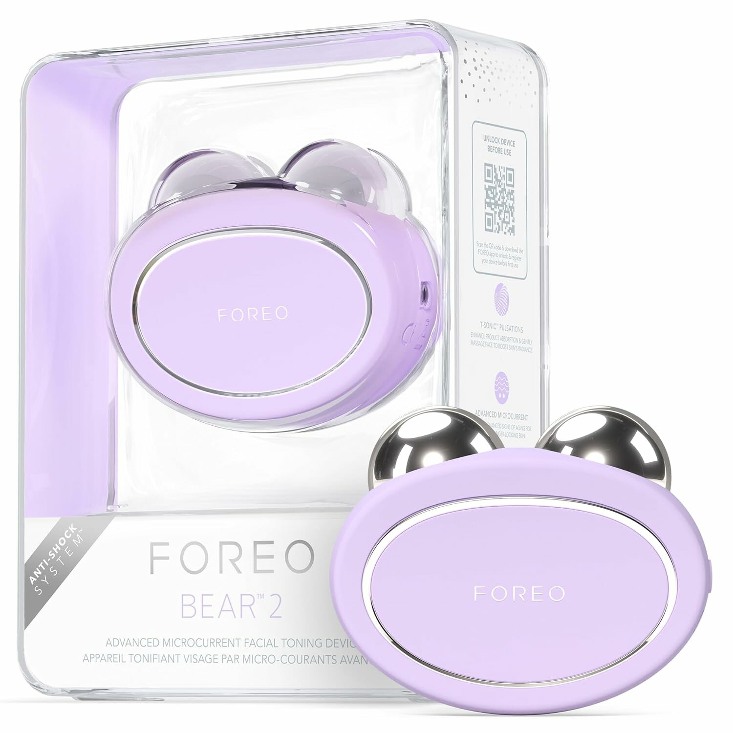 FOREO BEAR 2 умные тонизирующие микротоки для лица, Lavender