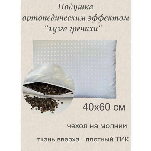 Подушка 40х60 см из гречневой лузги белый, золотистый, белый