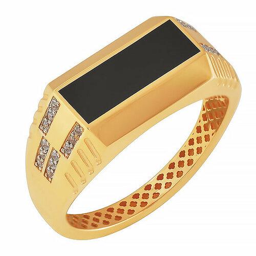 Кольцо Золотая подкова, красное золото, 585 проба, агат, размер 19.5