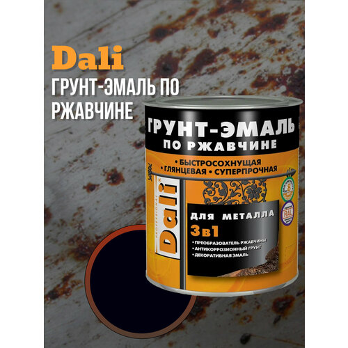 DALI Грунт-эмаль по ржавчине 3 в 1 гладкая, объем 0.75л, черная RAL 9005 dali грунт эмаль по ржавчине 3 в 1 черная ral 9005 2 л 3 19581