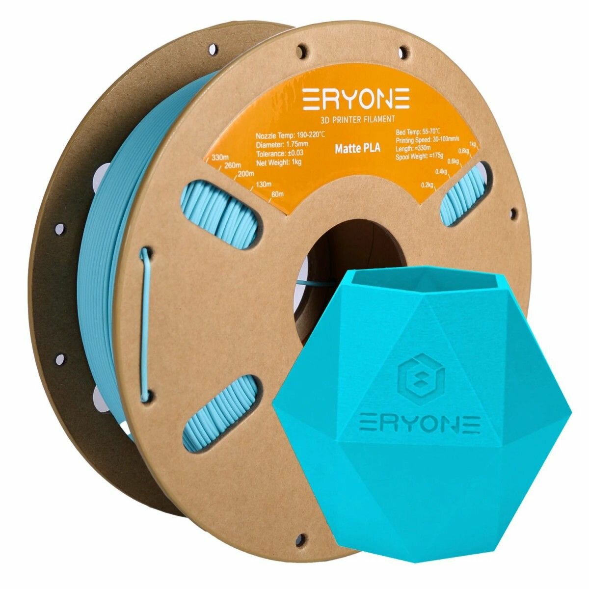Матовый PLA пластик 175 мм 1 кг (Eryone) голубой