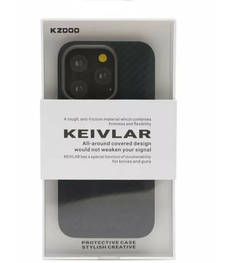 Чехол для iPhone 12 Pro Max KZDOO (K-DOO) KEVILAR, черный кевларовый чехол для Айфон 12 Про Макс -Черный