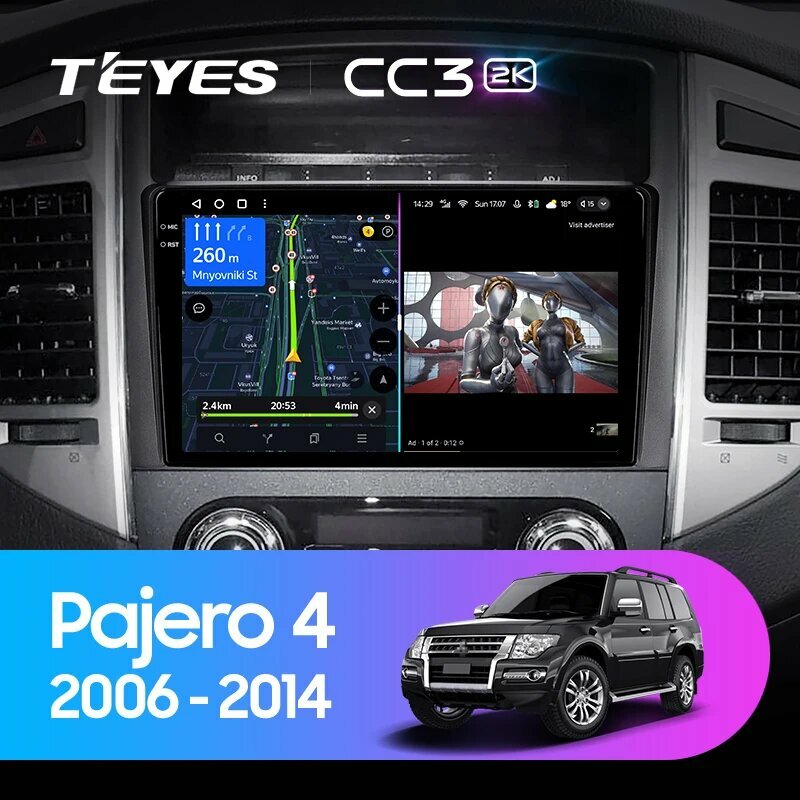 Магнитола Teyes CC3 2K 4-64 Mitsubishi Pajero 4 V80 V90 2006 — 2014 9.5" (B)