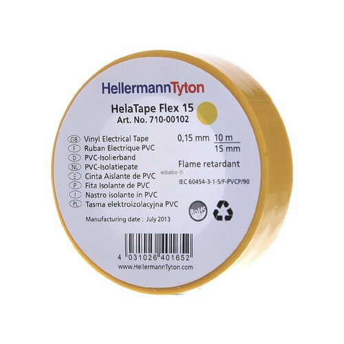 Скотч 10м 15мм желтый Flex 15-YE15x10m – Hellermann Tyton – 710-00102 – 4031026401652